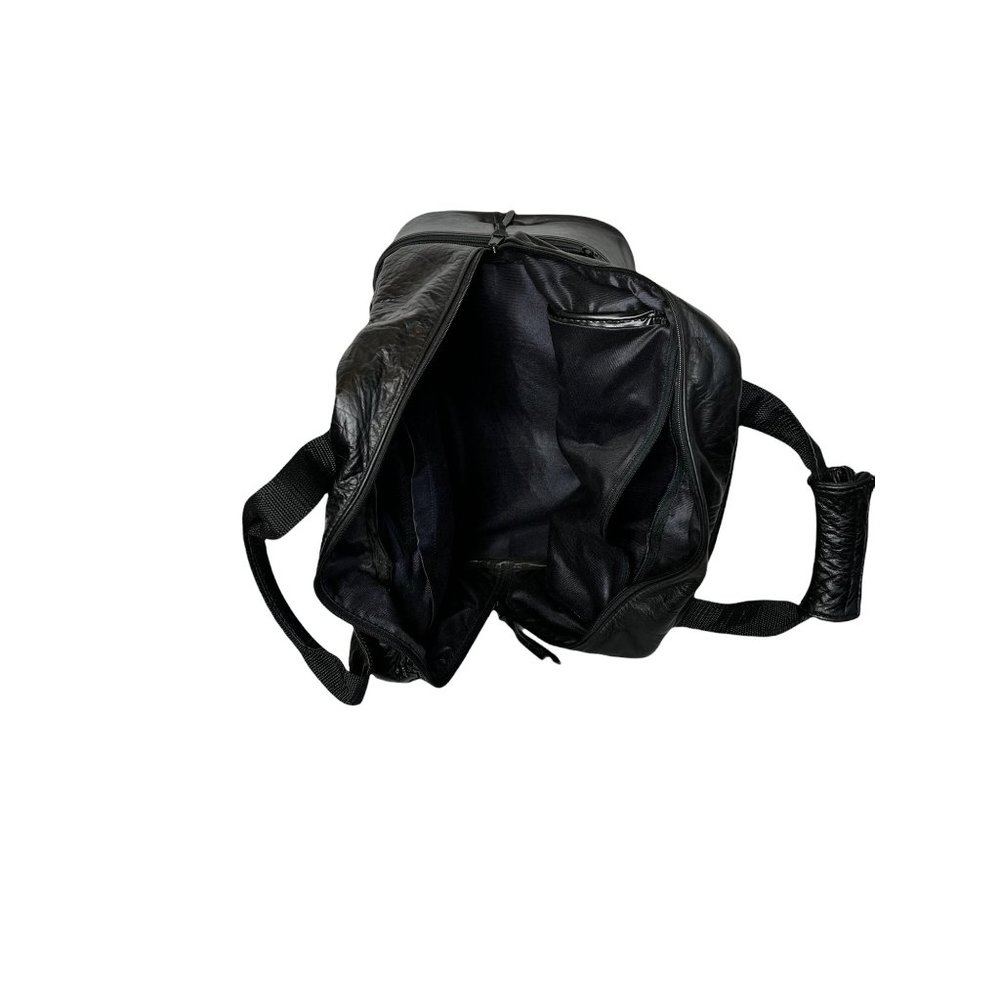 Belding Sports Vintage 1970's Custom Grain Black Leather Golf Gym Tote Bag - Picture 6 of 13
